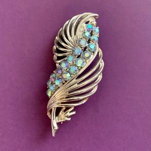 Vintage Silvertone with Crystals Pin